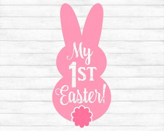 My First Easter - Instant Digital Download - svg, png, dxf, and eps files included! Pink Bunny, Cotton Tail, Baby Girl