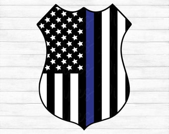 Distintivo della polizia - Bandiera americana, sottile linea blu - Download digitale istantaneo - file svg, png, dxf ed eps inclusi!