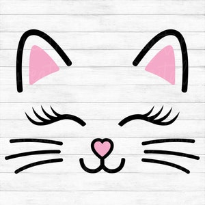 Cat Face -Instant Digital Download - svg, png, dxf, and eps files included! Kitten Face, Whiskers, Lashes