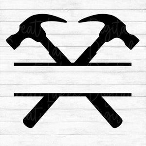 Hammer Split Monogram, Name Frame - Instant Digital Download - svg, png, dxf, and eps files included!
