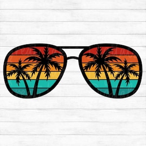 Palm Tree Sunset Sunglasses - Instant Digital Download - svg, png, dxf, and eps files included! Ocean, Retro, Tropical, Vintage
