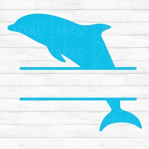 Dolphin Split Monogram Name Frame - Instant Digital Download - svg, png, dxf, and eps files included! Tropical, Vacation, Ocean