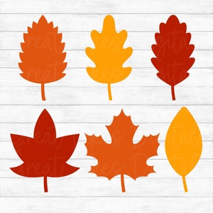Fall Autumn Leaves - Bundle of 6 - Instant Digital Download - svg, png, dxf, and eps files included!