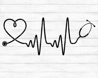 Heartbeat Stethoscope - Nurse, Doctor, EKG - Instant Digital Download - svg, png, dxf, and eps files included!