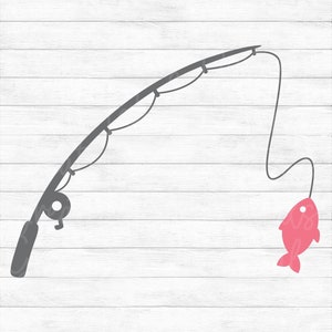 Fishing Pole - Instant Digital Download - svg, png, dxf, and eps files included! Fishing Rod, Baby Girl, Pink Fish