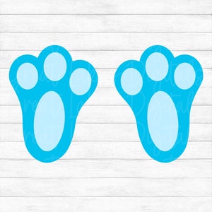 May include: Two blue bunny paw prints with three white circles on each paw print.  SVG-PNG-DXF-EPS. Instant download digital art files.