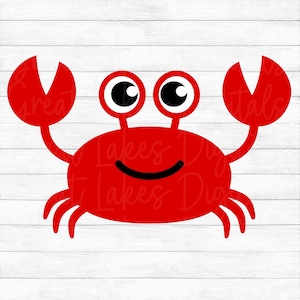 Crab - Instant Digital Download - svg, png, dxf, and eps files included! Ocean, Beach, Tropical. Cute Cartoon Crab