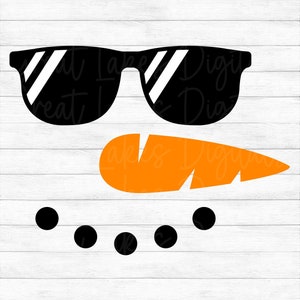 Snowman with Sunglasses - Instant Digital Download - svg, png, dxf, and eps files included! Christmas, Winter, Snowman Face