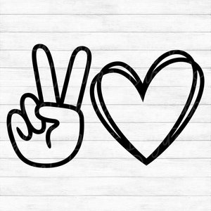 Peace and Love - Instant Digital Download - svg, png, dxf, and eps files included! Peace Hand, Peace Sign, Signal, Heart