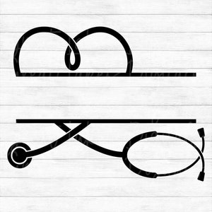 Stéthoscope coeur - soins infirmiers, nom cadre, monogramme, infirmière - téléchargement numérique instantané - fichiers svg, png, dxf et eps inclus !