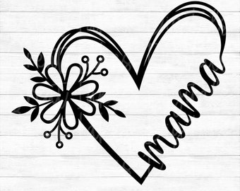 Cuore di fiori per mamma - Download digitale istantaneo - file svg, png, dxf ed eps inclusi! Idea regalo, Festa della mamma, Floreale