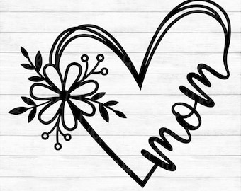 Mom Flower Heart - Instant Digital Download - svg, png, dxf, and eps files included! Gift Idea, Mother's Day, Floral
