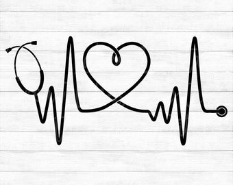 Heartbeat - Nurse, Doctor, Lifeline, EKG, Stethoscope - Instant Digital Download - svg, png, dxf, and eps files included!