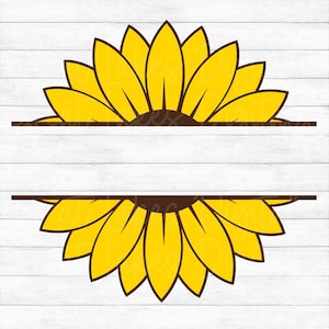Sunflower Split Monogram - Instant Digital Download - svg, png, dxf, and eps files included! Sunflower Name Frame