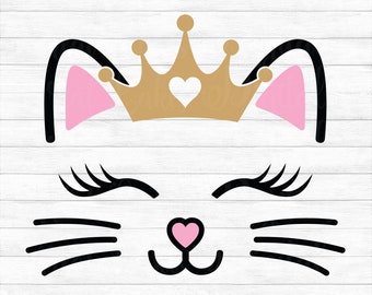 Cat With Crown Svg Etsy