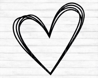 Scribble Heart Svg Etsy