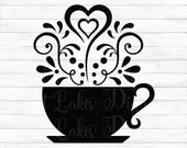 Coffee Cup, Tea Cup - Instant Digital Download, svg, ai, dxf, eps, png, studio3, and jpg files included