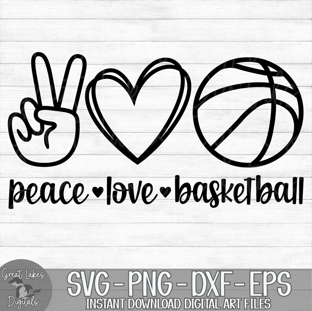 Peace Love Basketball Instant Digital Download Svg, Png, Dxf, and Eps