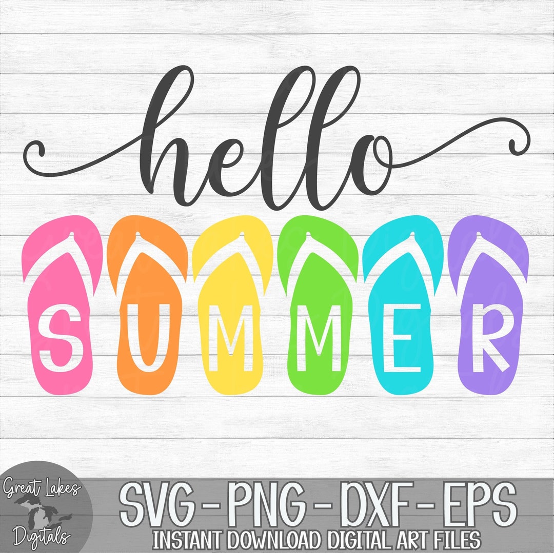 Hello Summer Sandals, Flip Flops Instant Digital Download Svg, Png, Dxf