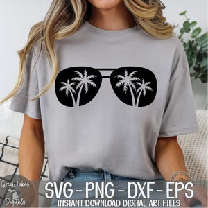 Palm Tree Sunglasses - Instant Digital Download - svg, png, dxf, and eps files included! Ocean, Tropical, Beach image 11