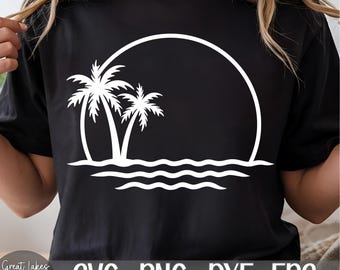 Palm Trees svg png dxf eps Digital Download - Tropical, Vacation, Ocean, Beach, Waves