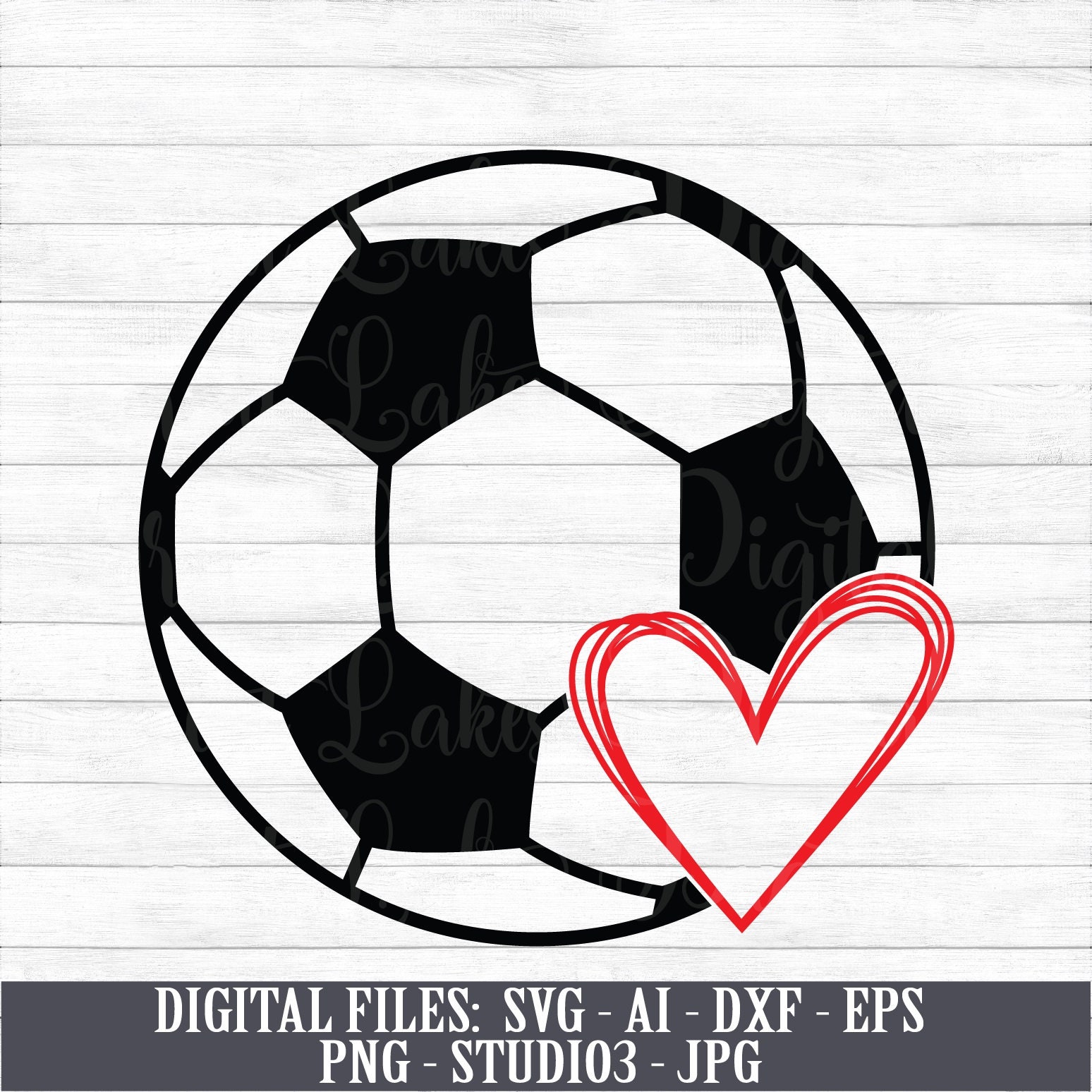 Soccer Ball with Heart Digital Download Instant Download Etsy
