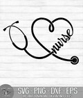 Stethoscope Heart - Nurse, Nursing, Stethoscope - Instant Digital Download - svg, png, dxf, and eps files included!