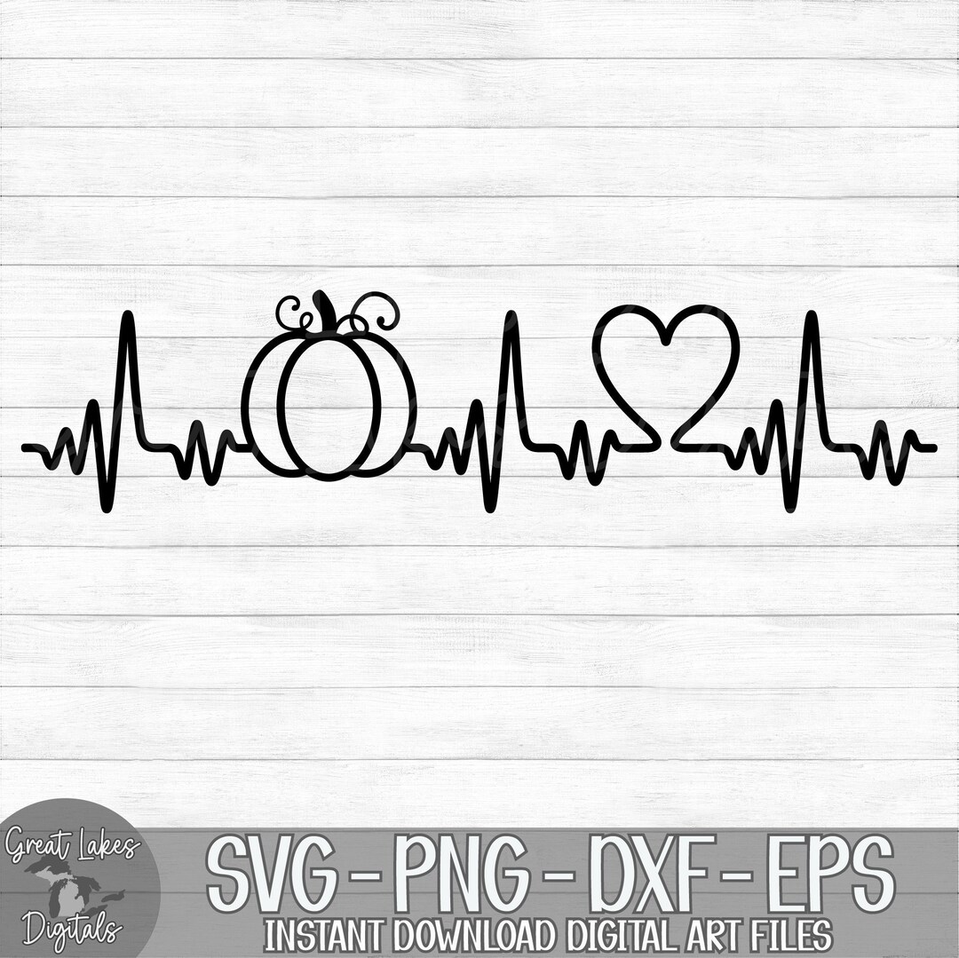 Halloween Heartbeat Instant Digital Download Svg, Png, Dxf, and Eps