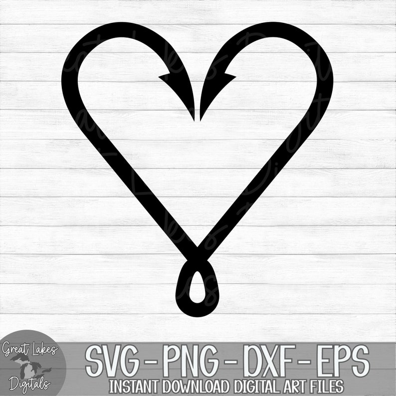 Fishing Hook Heart Instant Digital Download Svg Png Dxf Etsy