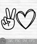 Peace and Love - Instant Digital Download - svg, png, dxf, and eps files included! Peace Hand, Peace Sign, Signal, Heart