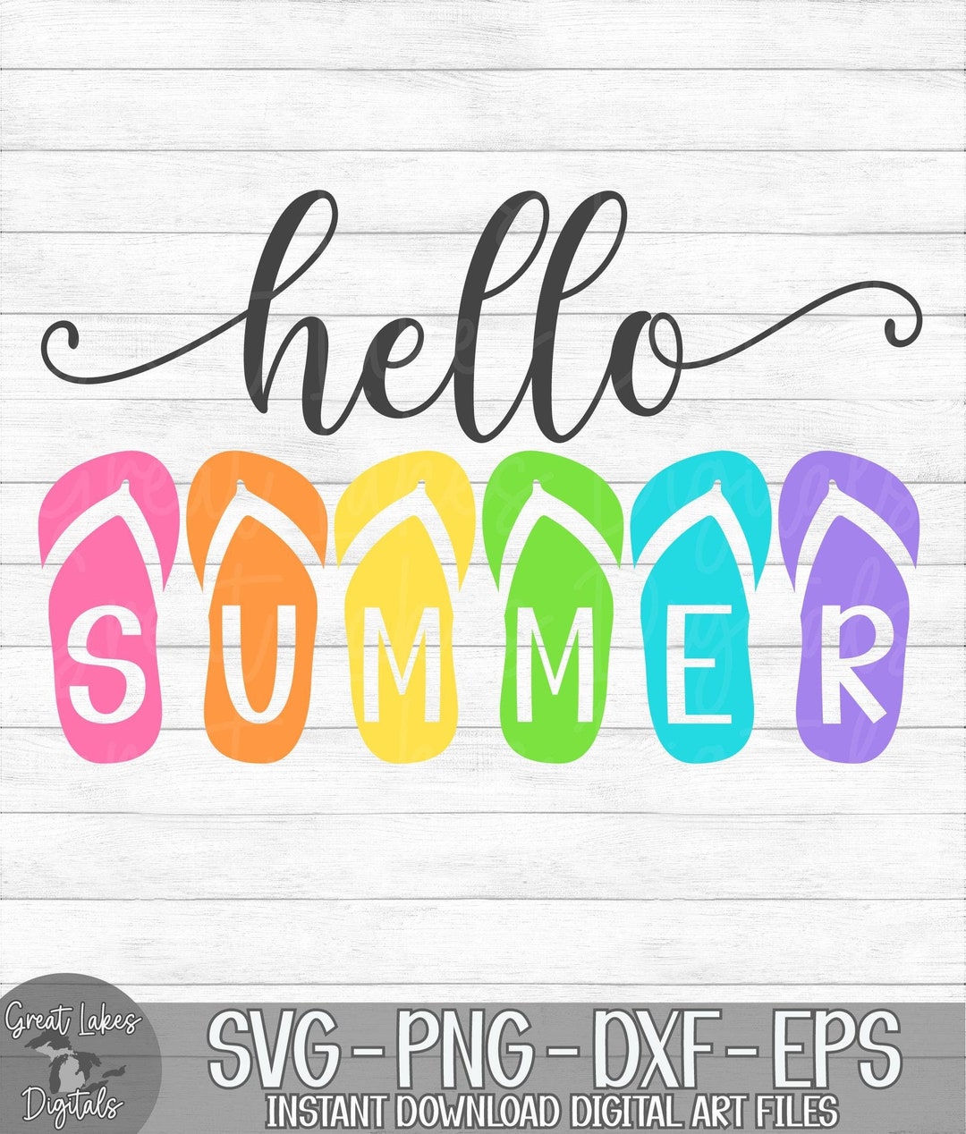 Hello Summer - Sandals, Flip Flops - Instant Digital Download - Svg ...