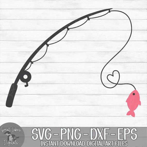 Fishing Pole Instant Digital Download Svg, Png, Dxf, and Eps Files Included Fishing  Rod, Baby Girl, Pink Fish, Heart 