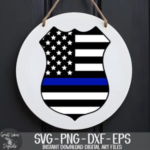 Thin Blue Line Police Badge svg png dxf eps Digital Download image 1
