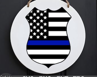 Thin Blue Line Police Badge svg png dxf eps Digital Download