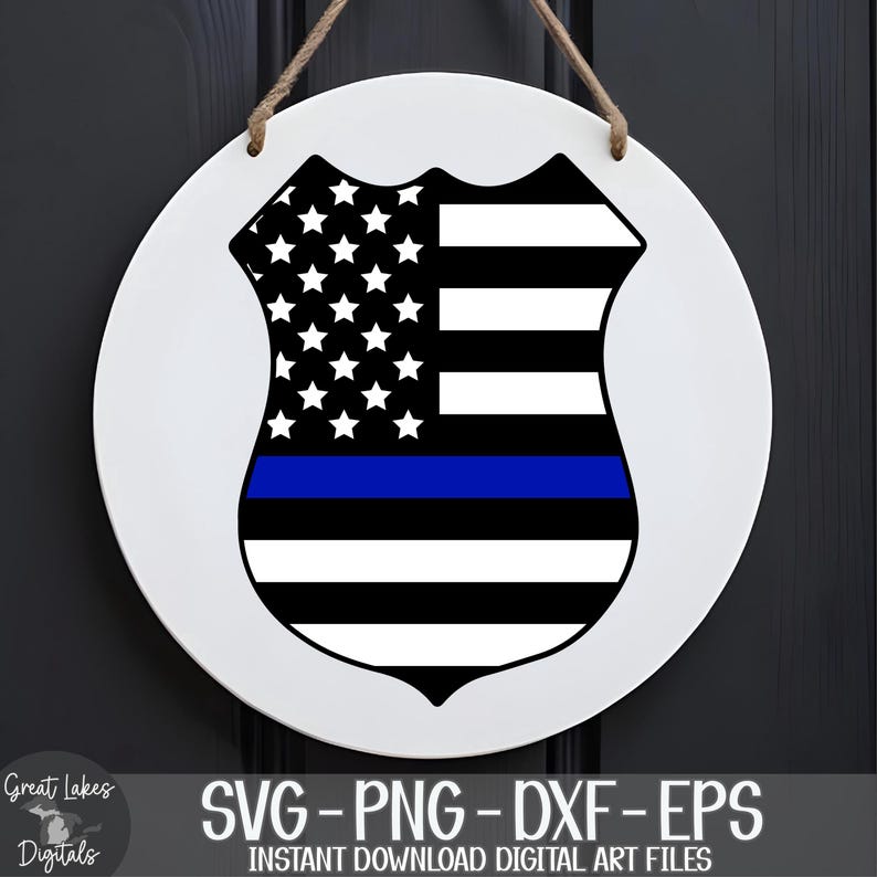 Thin Blue Line Police Badge svg png dxf eps Digital Download image 1