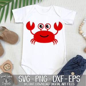 Crab - Instant Digital Download - svg, png, dxf, and eps files included! Ocean, Beach, Tropical. Cute Cartoon Crab