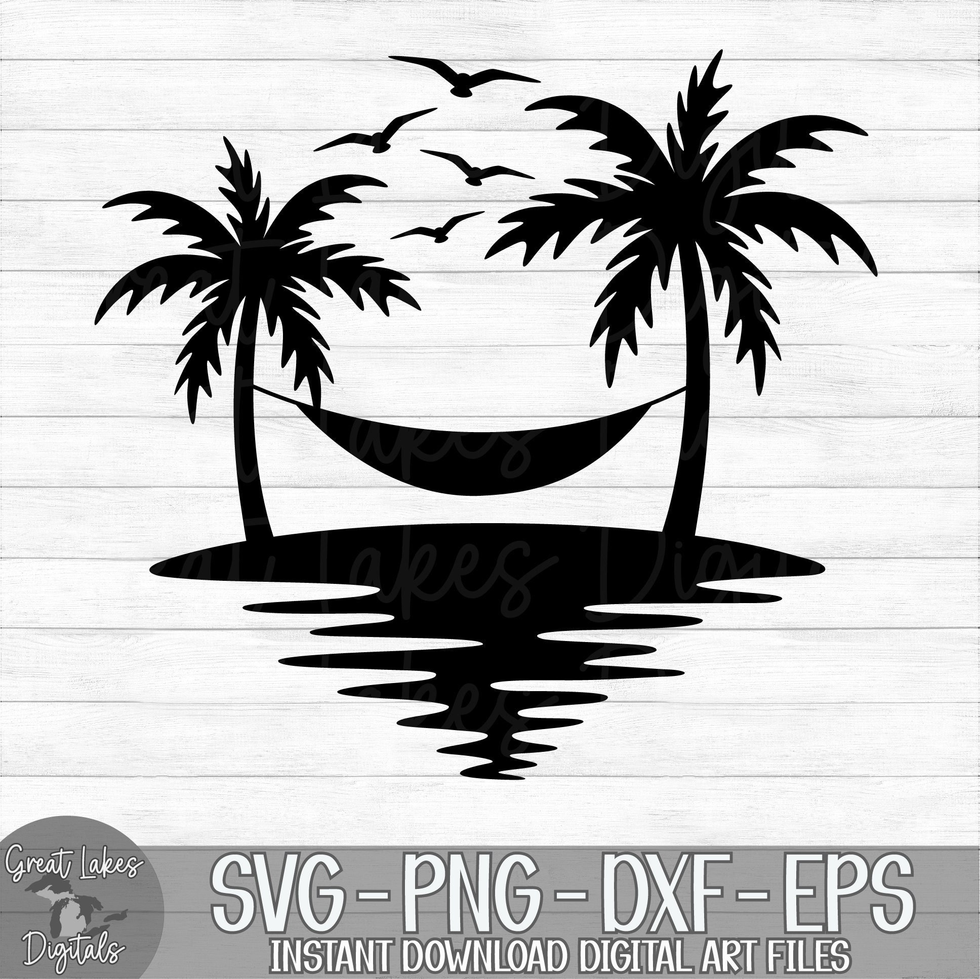 Palm Trees Hammock Instant Digital Download Svg, Png, Dxf