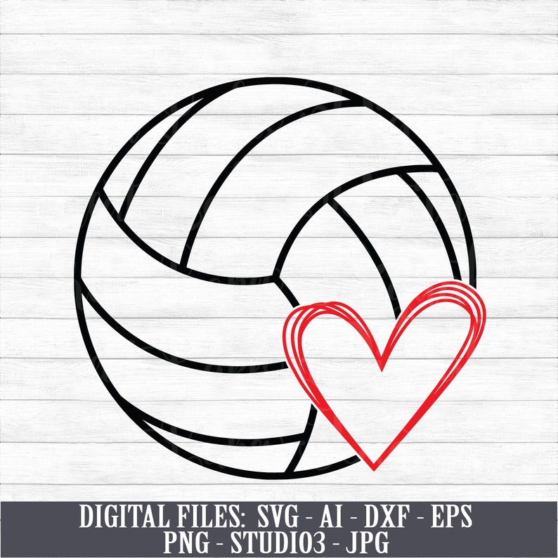 Volleyball with Heart Digital Download Instant Download | Etsy
