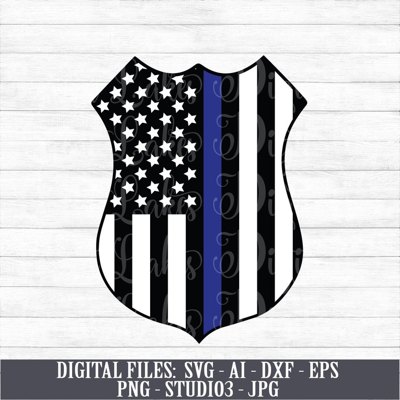 Police Badge American Flag Thin Blue Line Instant Digital | Etsy