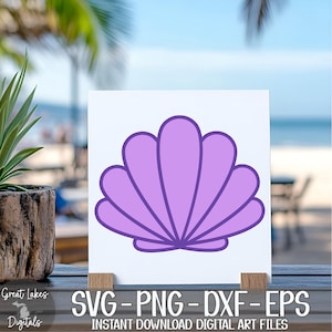 Concha marina SVG, PNG, EPS, DXF, descarga digital, tropical, vacaciones, sirena, océano, playa