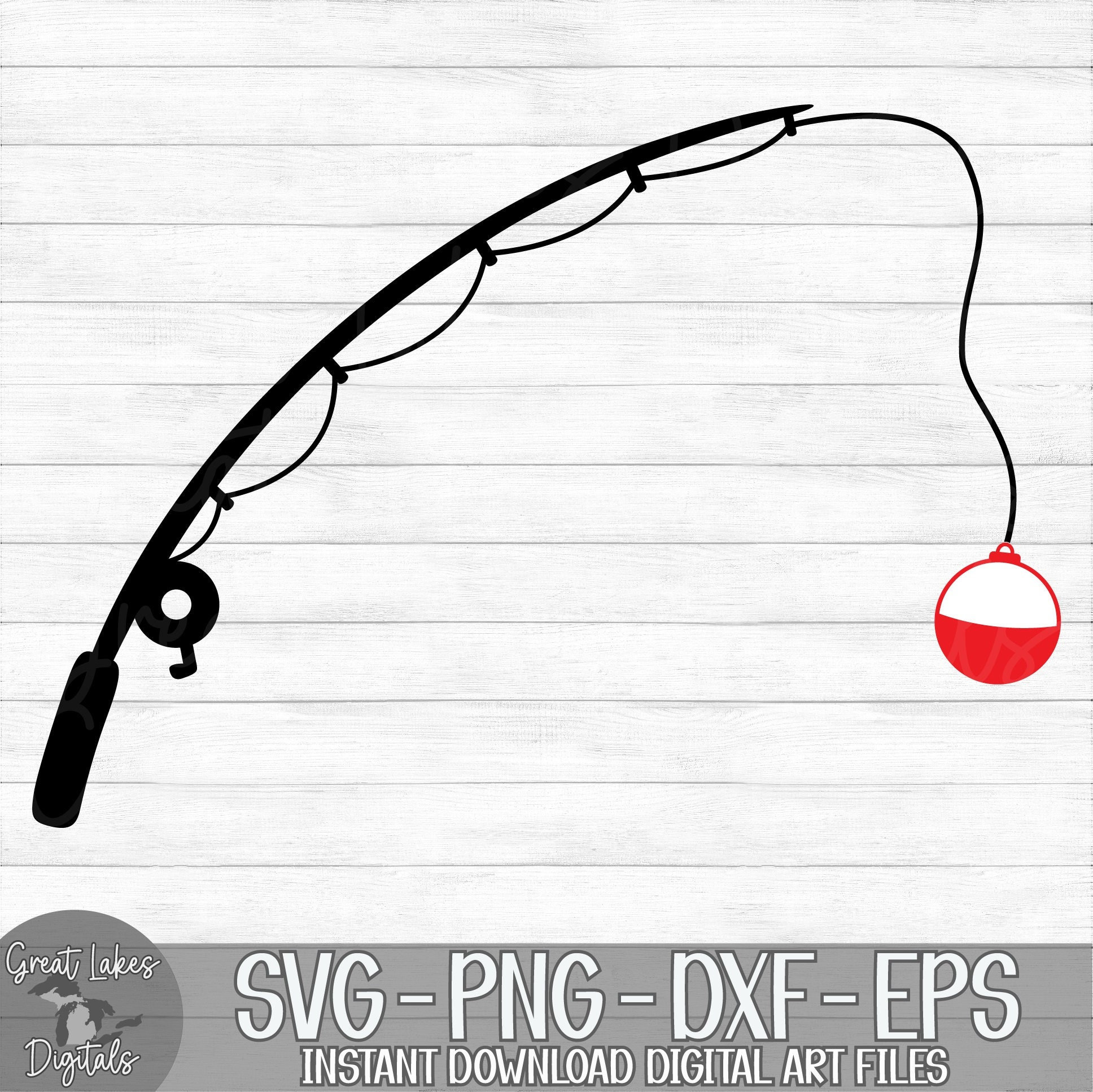 Fishing Pole Instant Digital Download Svg, Png, Dxf, and Eps Files