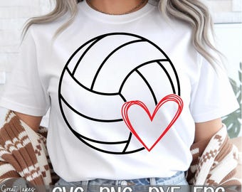 Volleyball with Heart - Instant Digital Download - svg, png, dxf, and eps files included!