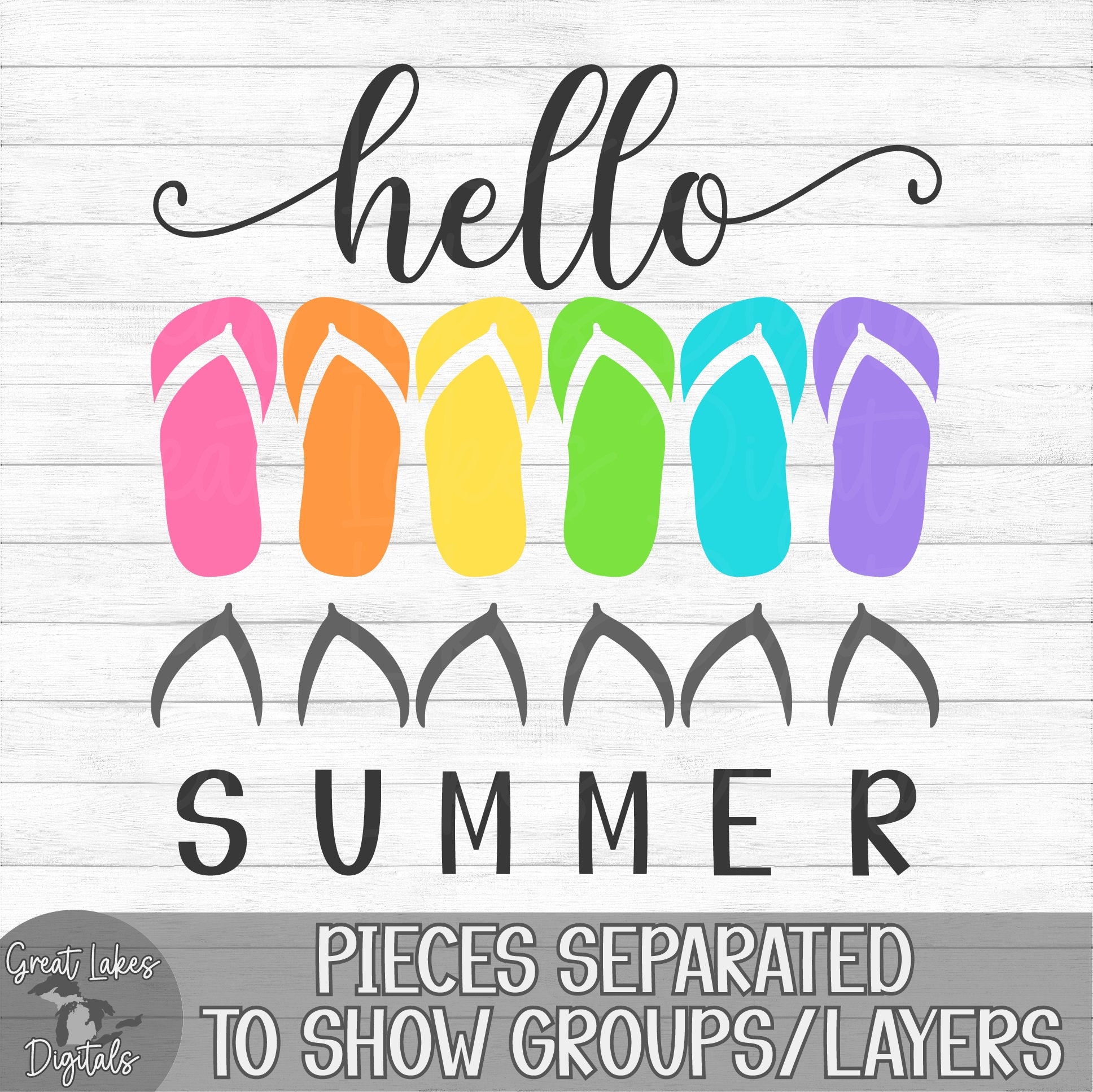 Hello Summer - Sandals, Flip Flops - Instant Digital Download - Svg ...