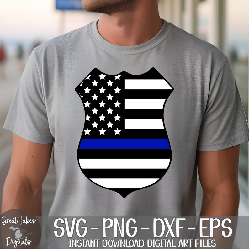 Thin Blue Line Police Badge svg png dxf eps Digital Download image 5