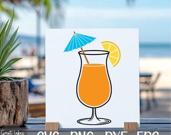 Cóctel - Descarga digital instantánea (archivos svg, png, dxf y eps incluidos) - Bebida de verano, alcohólica, afrutada, tropical
