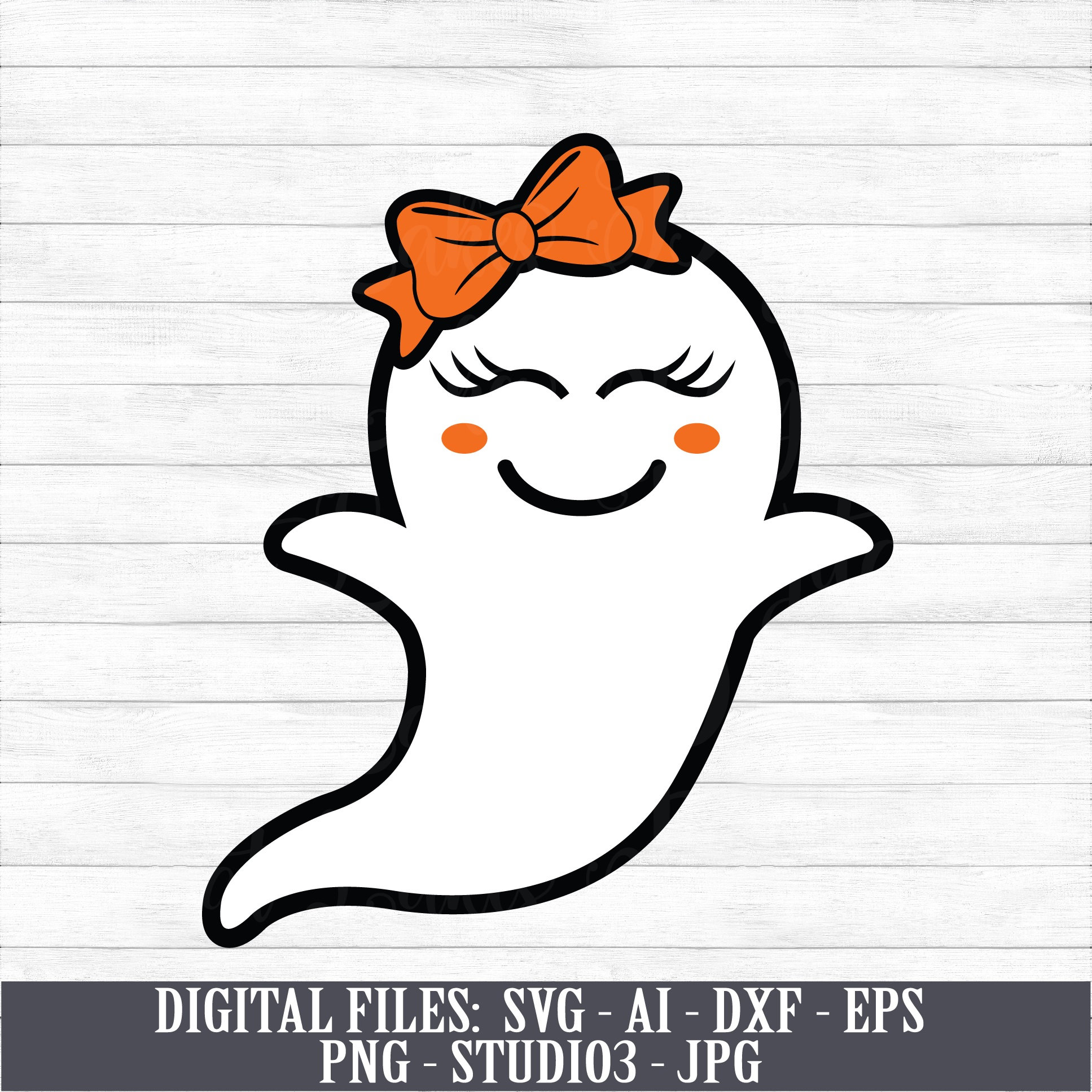 Ghost with Bow Halloween Girl Instant Download Digital | Etsy