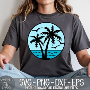 Palm Trees - Instant Digital Download - svg, png, dxf, and eps files included! Ocean, Tropical, Birds