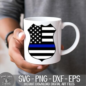 Thin Blue Line Police Badge svg png dxf eps Digital Download image 6