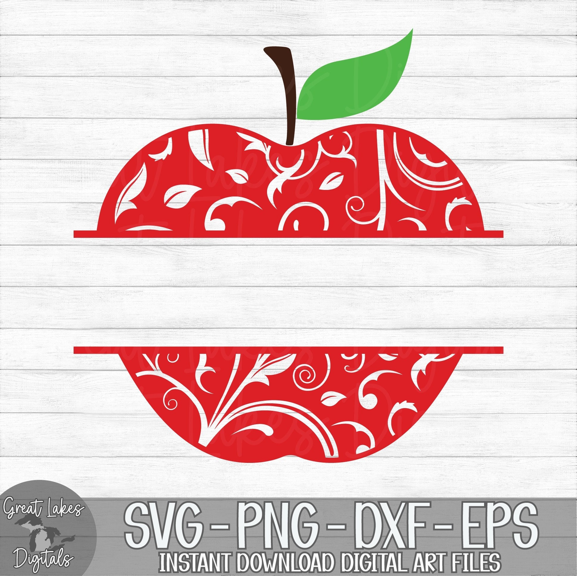 Apple Monogram - Back to School, Split Monogram, Name Frame - Instant ...