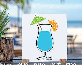 Cóctel - Descarga digital instantánea (archivos svg, png, dxf y eps incluidos) - Bebida de verano, alcohólica, afrutada, tropical